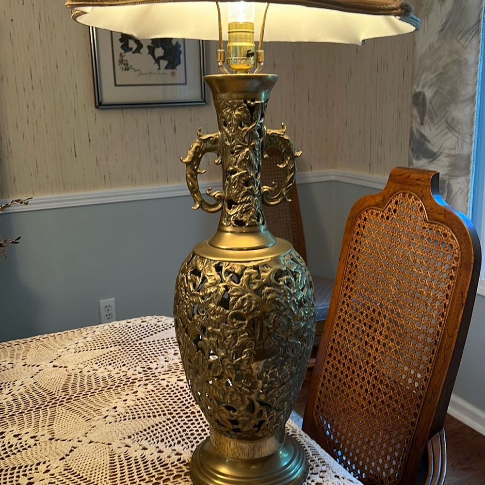 Hollywood Regency Brass Reticulated lamp
